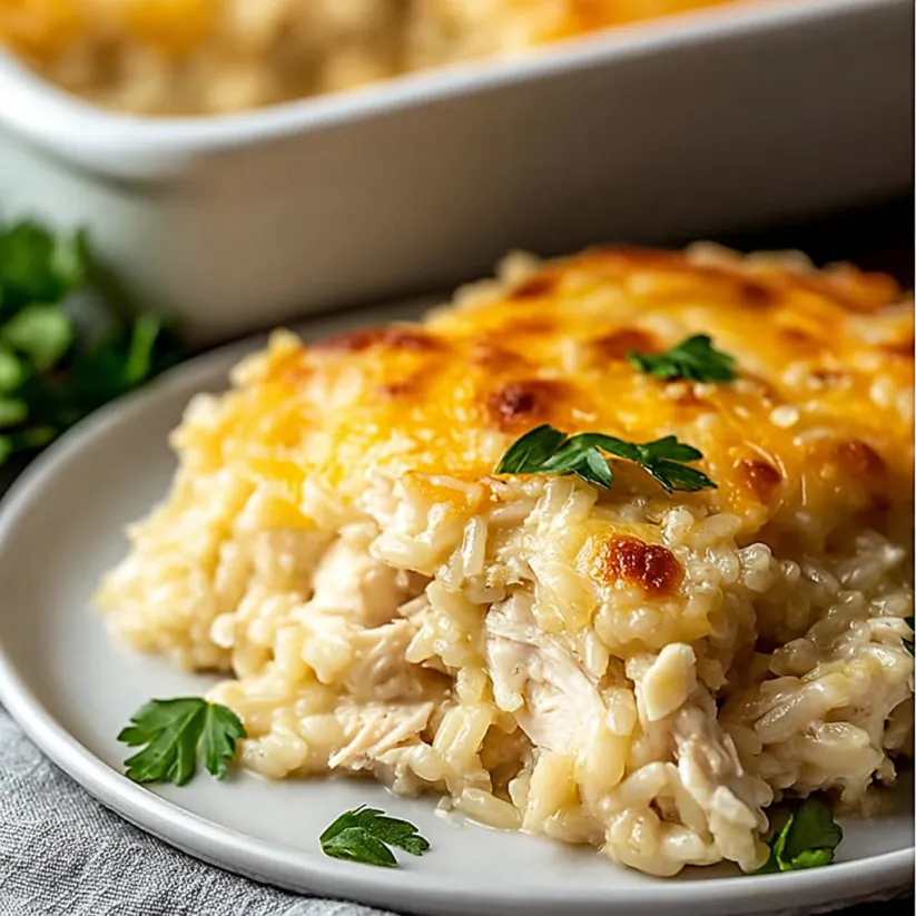 A white plate with a casserole on it.