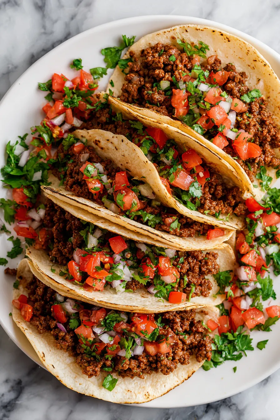 A plate of sloppy joes tacos.