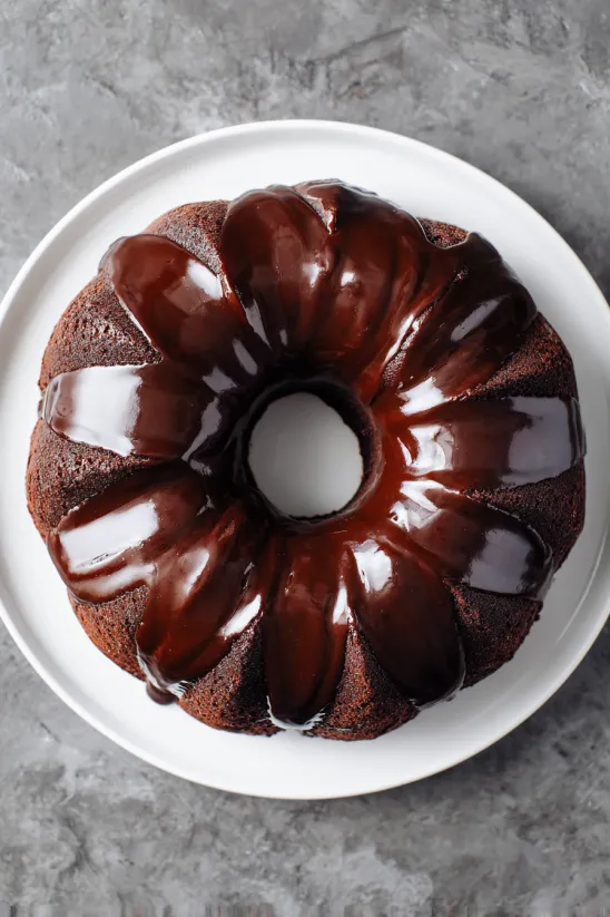 A chocolate cake with a hole in the middle.