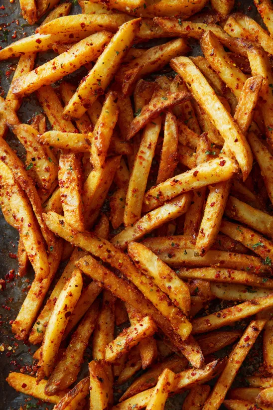 A plate of baked Cajun fries.