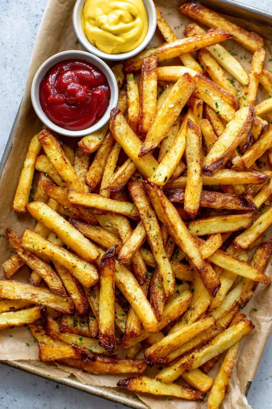 A plate of baked cajun fries.