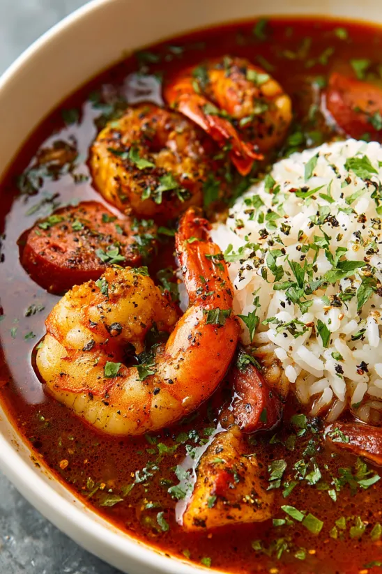 A bowl of shrimp and rice.