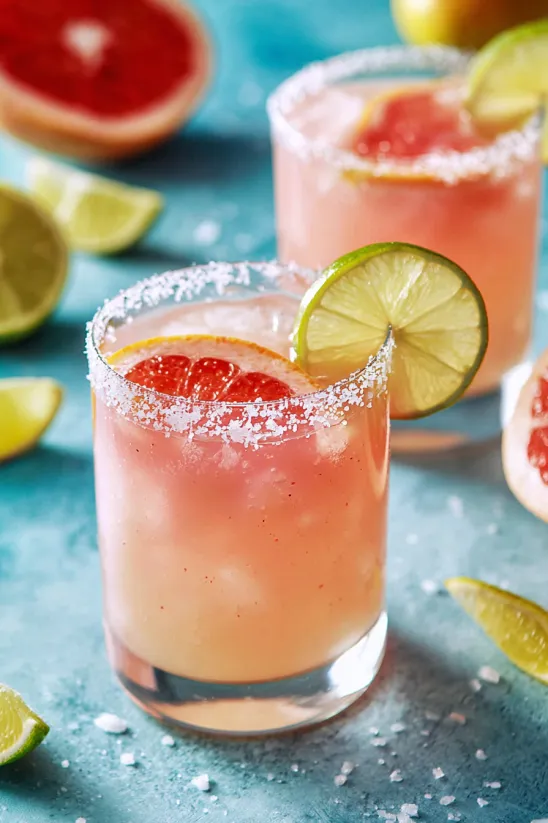 A glass of pink drink with a slice of lime on top.