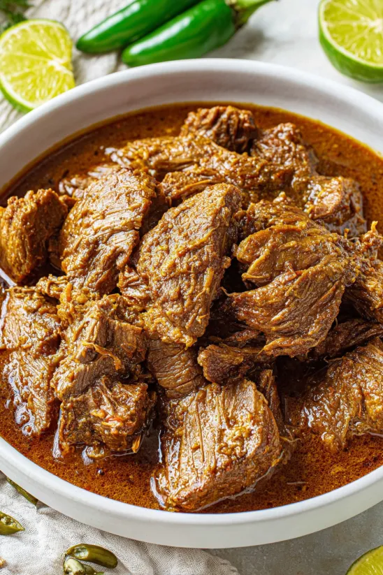 A bowl of Carne Adovada.