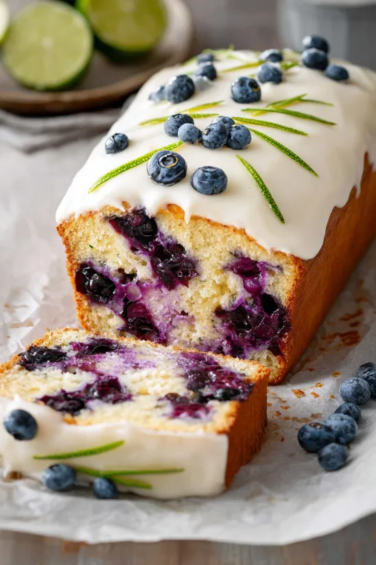 A slice of blueberry pound cake.