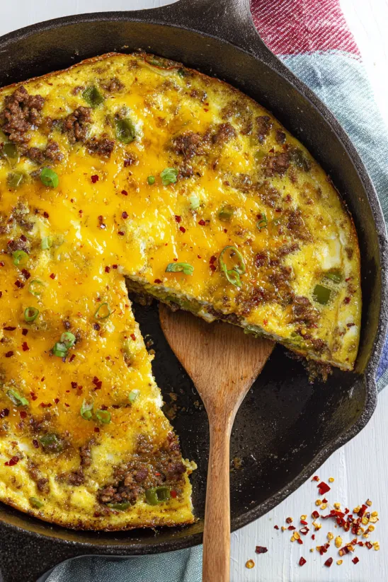 A slice of chile relleno casserole.