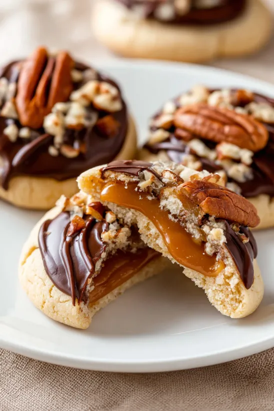 A plate of turtle cookies.