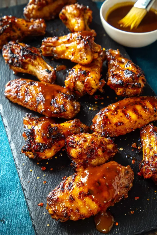 A plate of honey sriracha chicken wings.