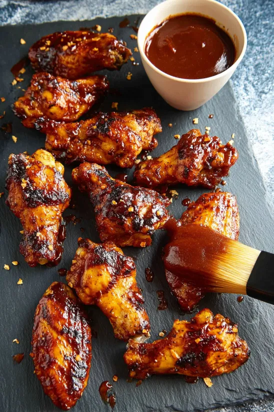 A plate of honey sriracha chicken wings.