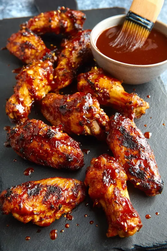 A plate of honey sriracha chicken wings.