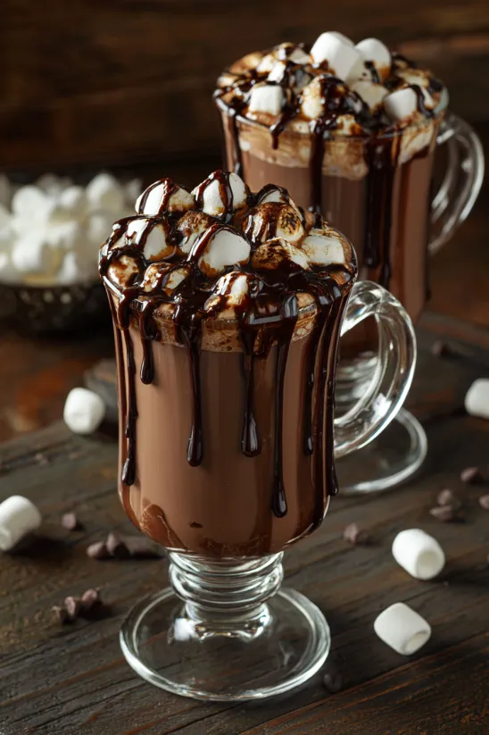 Two glasses of spiked Mexican hot chocolate.
