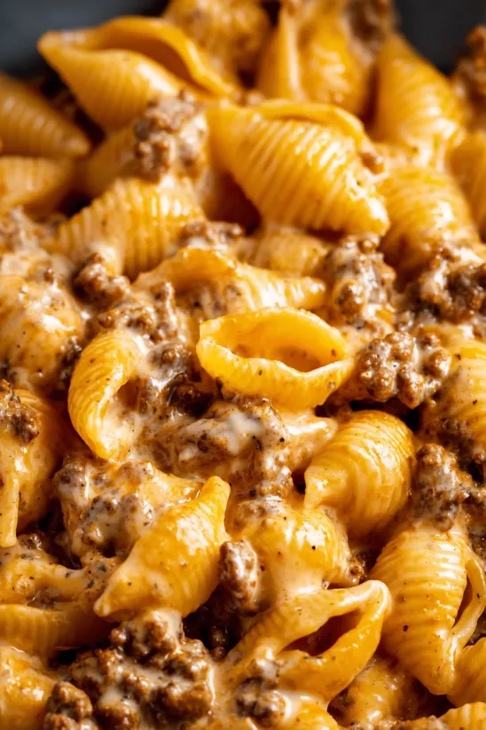 A plate of homemade Hamburger Helper.