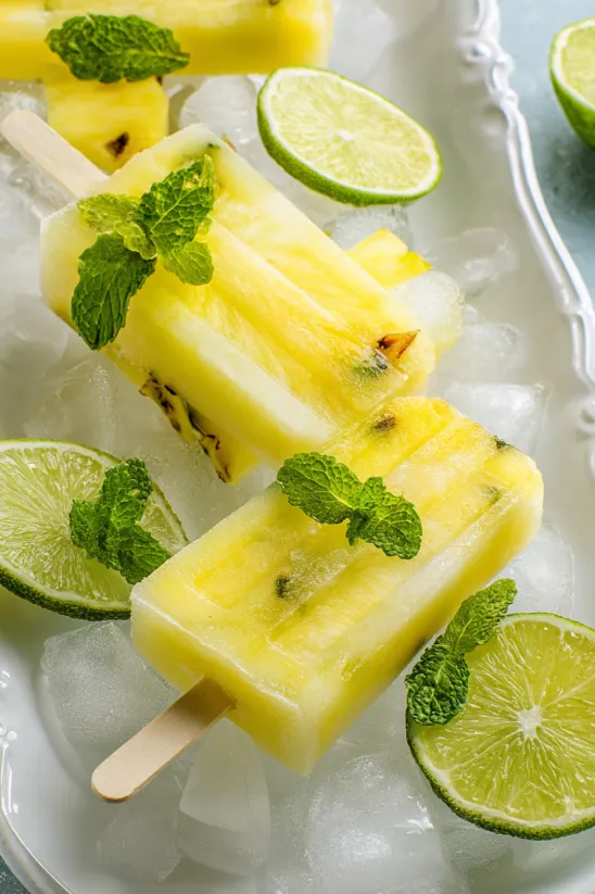 Pineapple Mojito Popsicles.