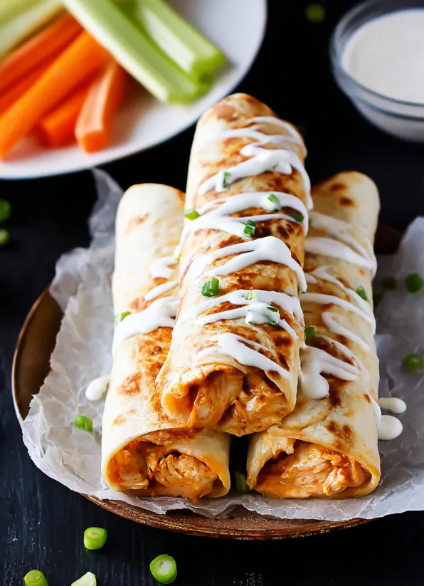Baked Buffalo Chicken Taquitos.