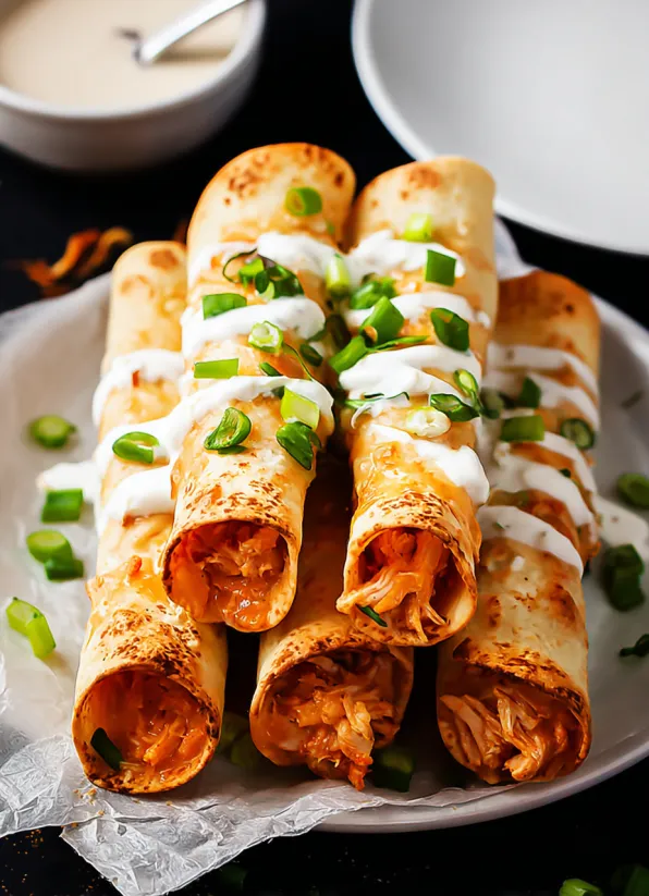 Baked Buffalo Chicken Taquitos.