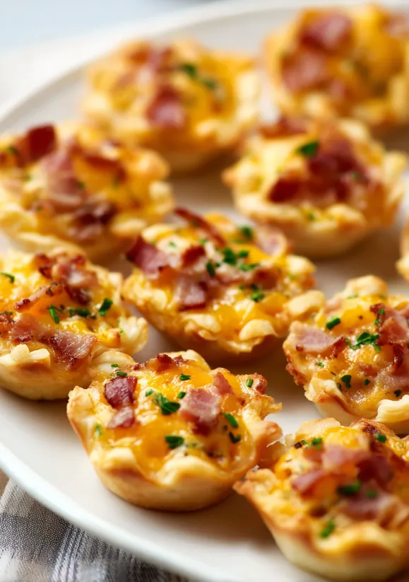 A plate of cheesy bacon rotel cups.