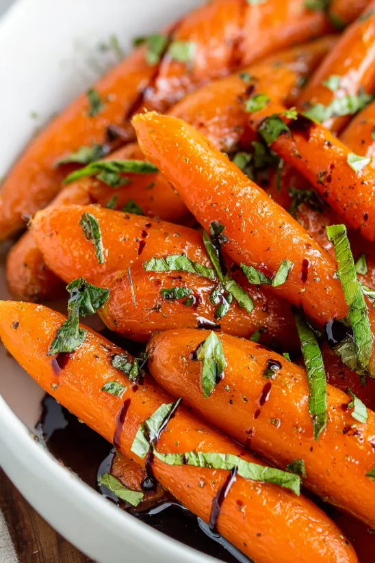 A bowl of candied carrots.