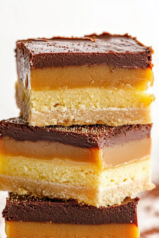 Three pieces of Millionaire's Shortbread.