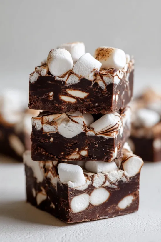A stack of Rocky Road Fudge.