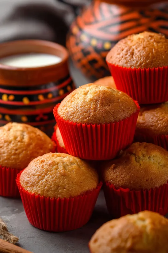 A stack of red cupcakes with a white saucer.