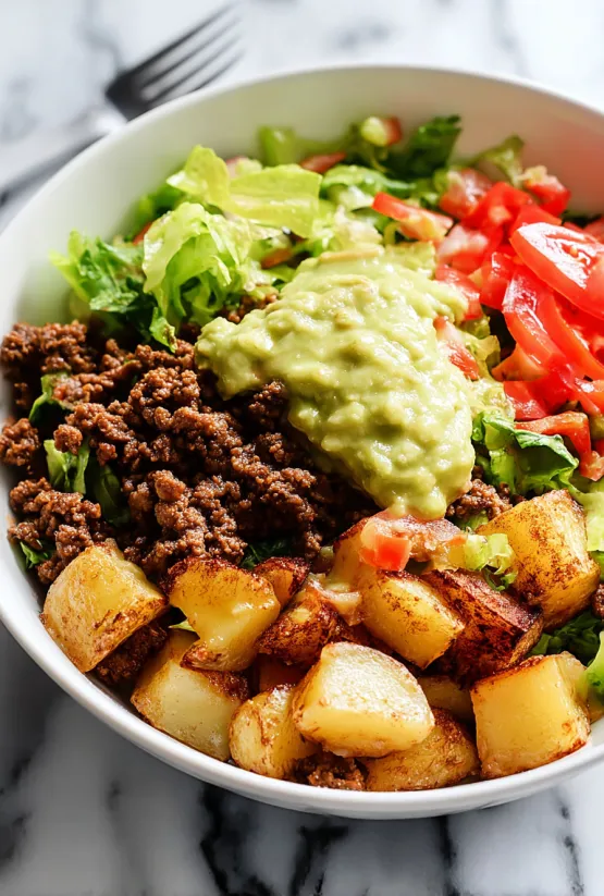 A bowl of taco potato salad.