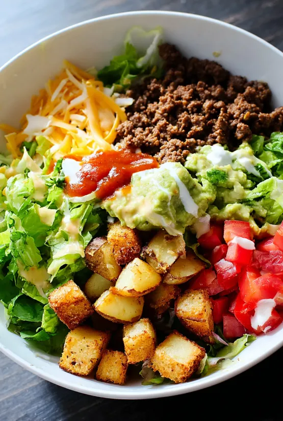 A bowl of taco potato salad.