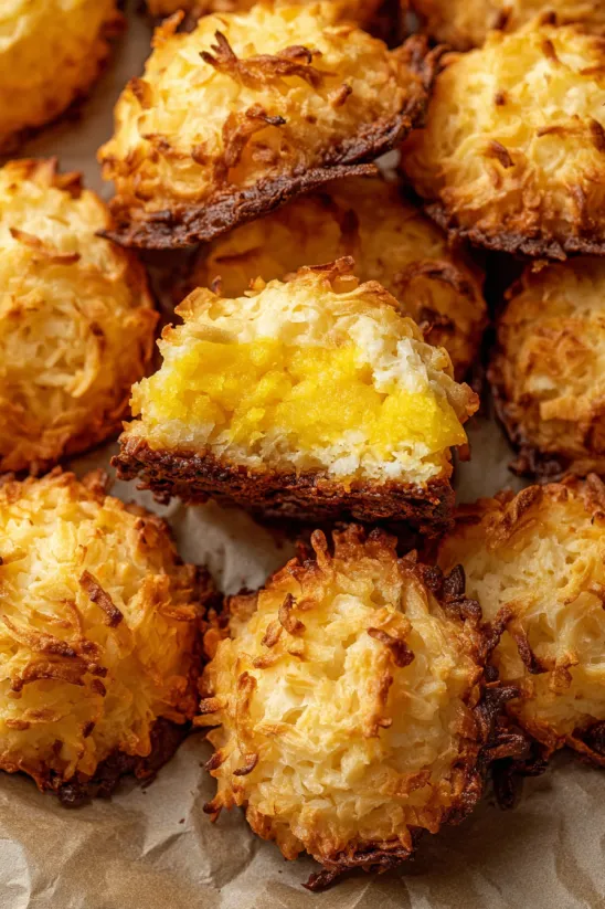 A close up of a piece of cocadas.