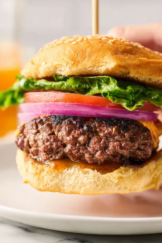 A cheese-stuffed air fryer burger.