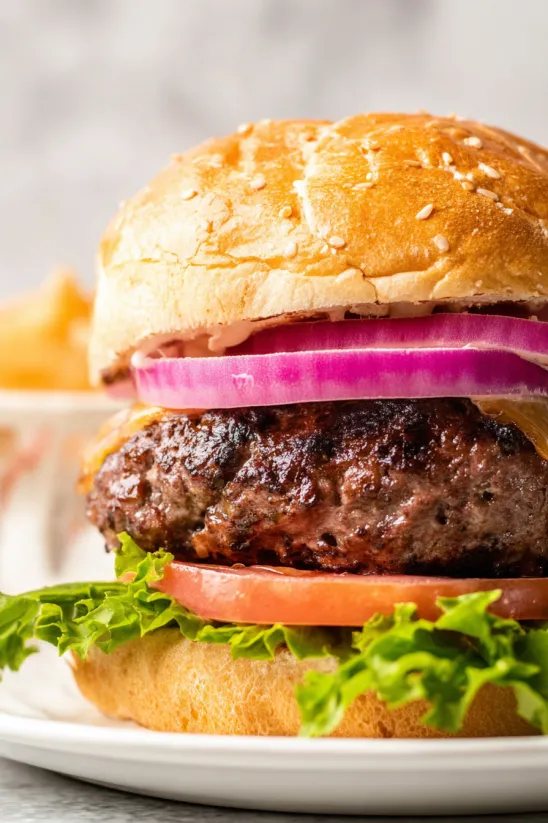 A cheese-stuffed air fryer burger.