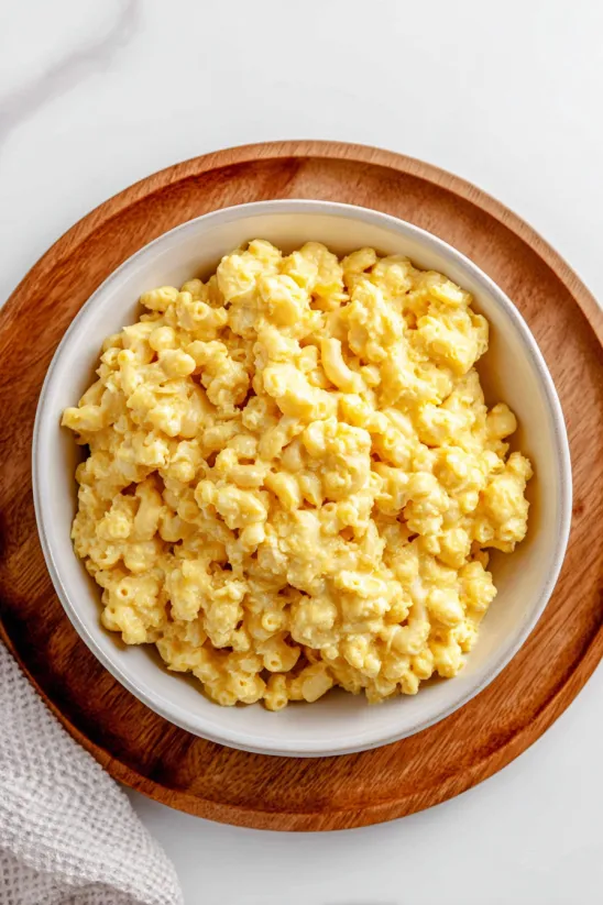 A bowl of macaroni salad.