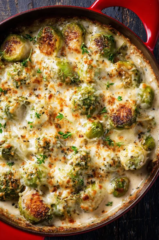 A cheesy brussel sprout casserole.