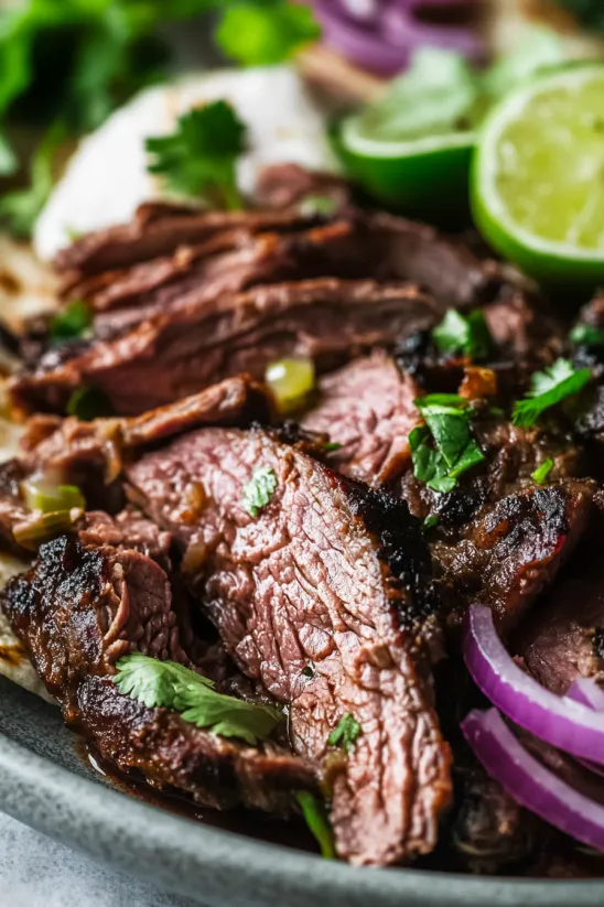A close up of a delicious carne asada recipe.
