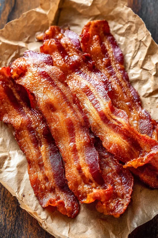 Bacon on a paper towel.