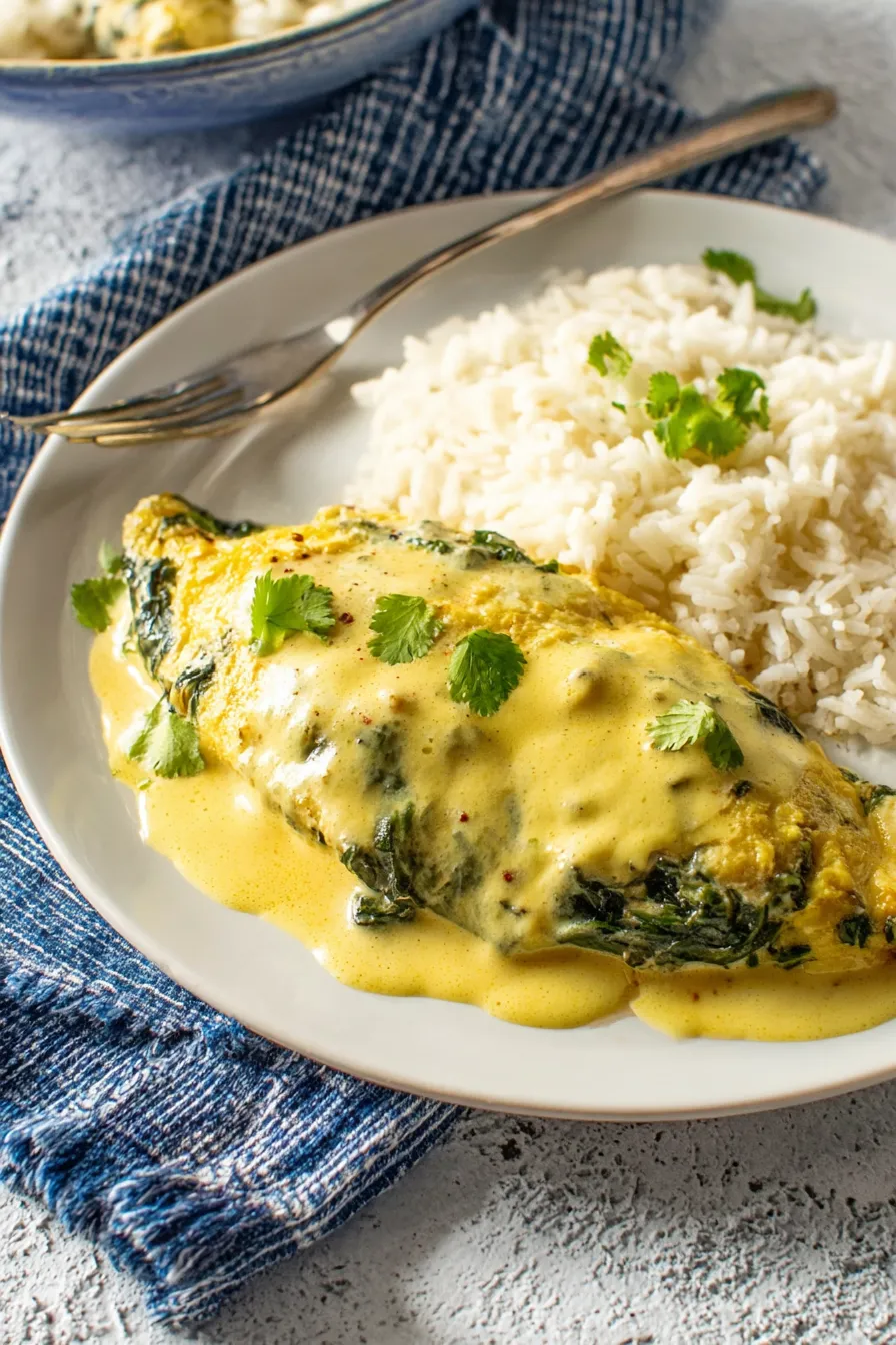 A plate of food with rice and a fish dish.