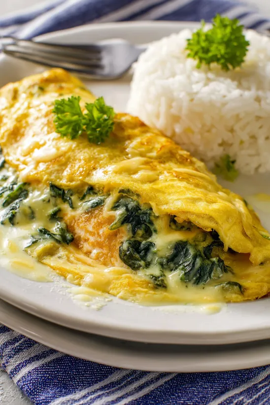 A plate of food with a cream sauce.