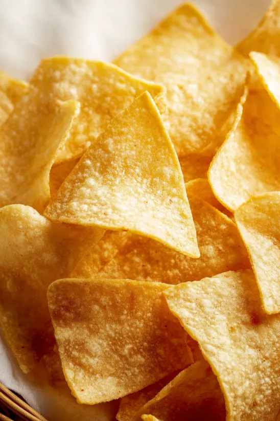 A plate of homemade tortilla chips.