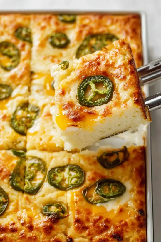 A slice of cheddar jalapeño cornbread.