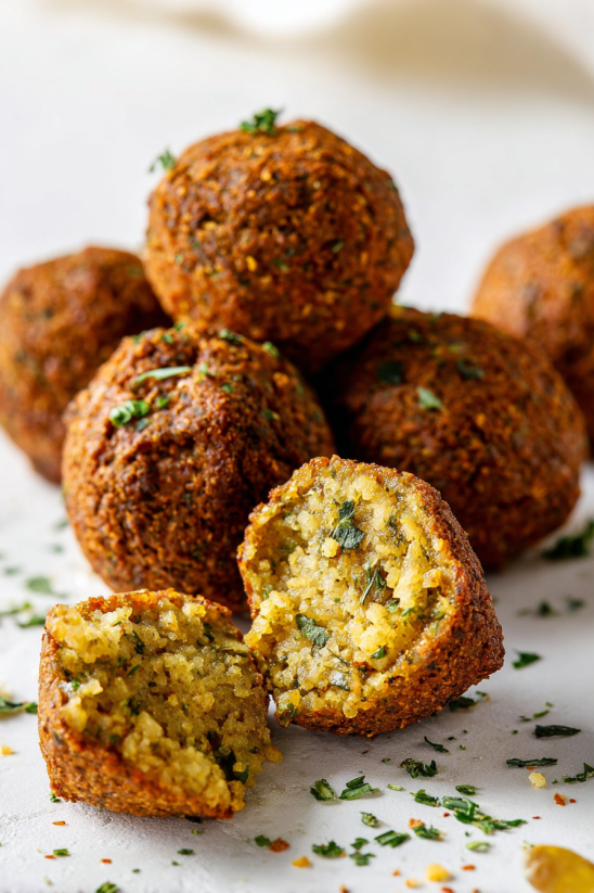 A pile of homemade falafel balls.