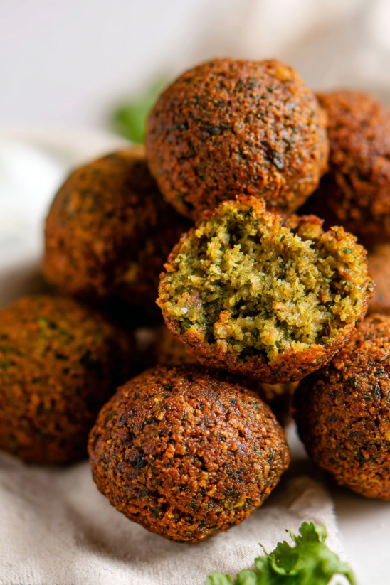 Homemade falafel balls on a plate.