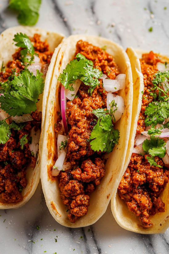 A plate of spicy taco meat.