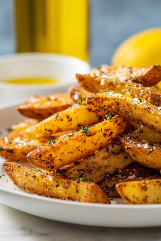 A plate of air fryer potato wedges.