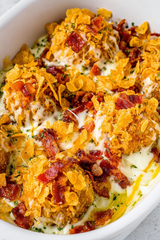 A dish of cheesy creamed green beans.