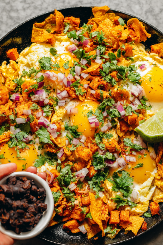 Migas with eggs and onions.