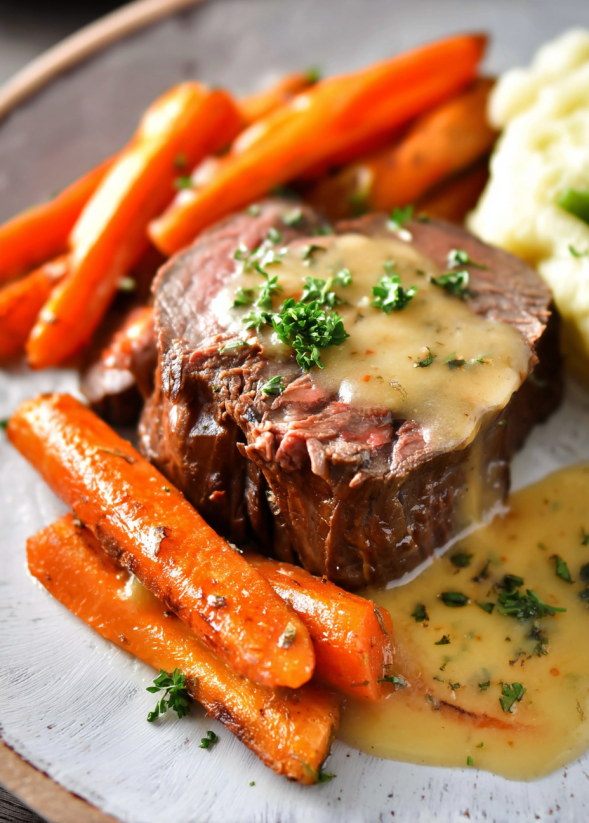 A delicious looking steak with a sauce on top.