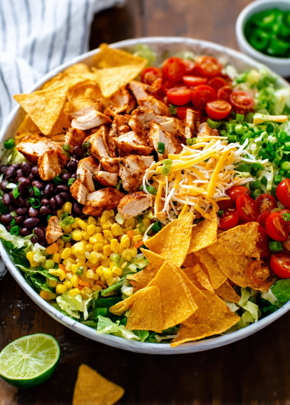 A bowl of Doritos Chicken Taco Salad.