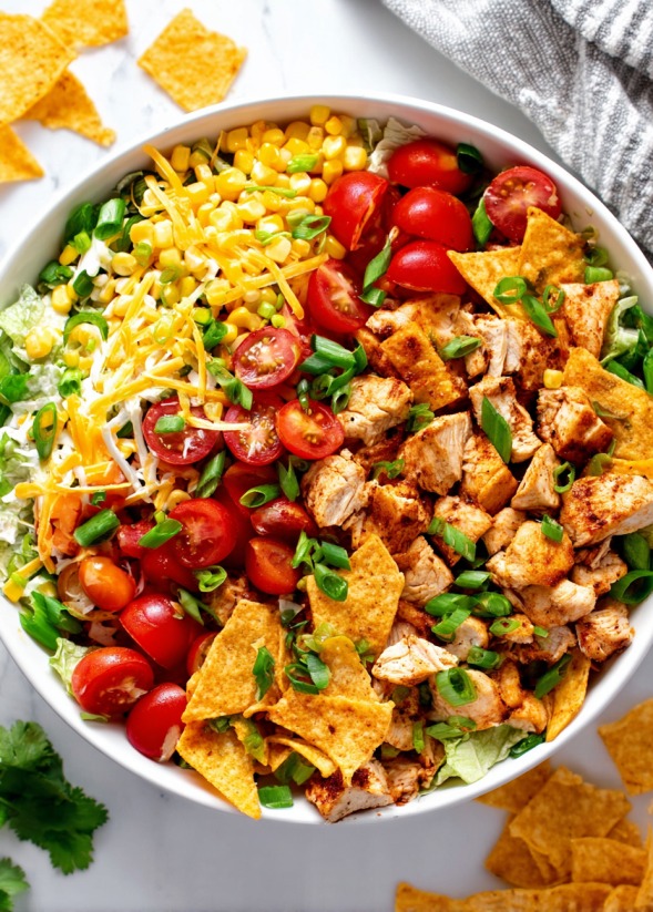 A bowl of Doritos Chicken Taco Salad.