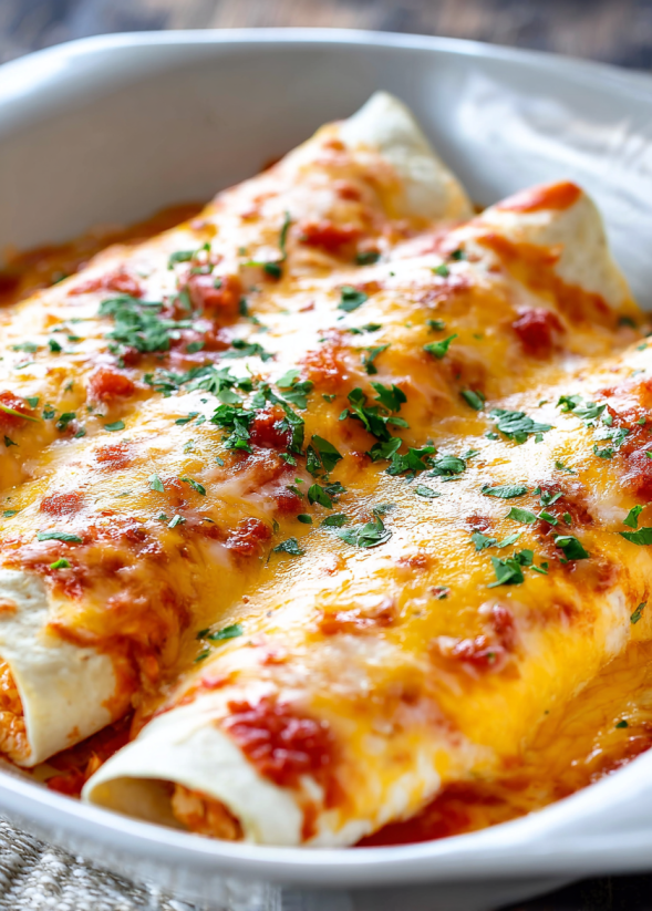 A plate of Ranch Chicken Enchiladas.