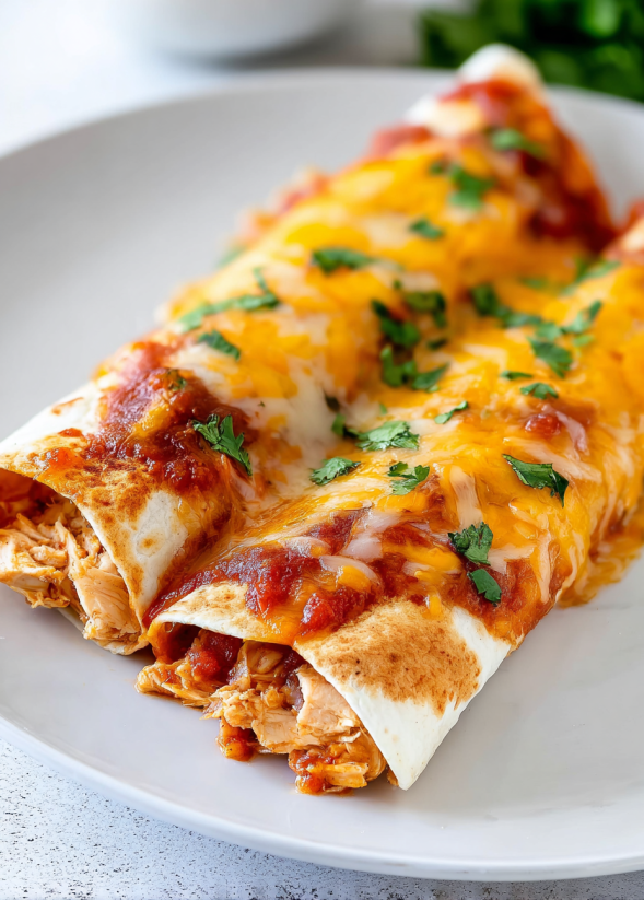 A plate of Ranch Chicken Enchiladas.