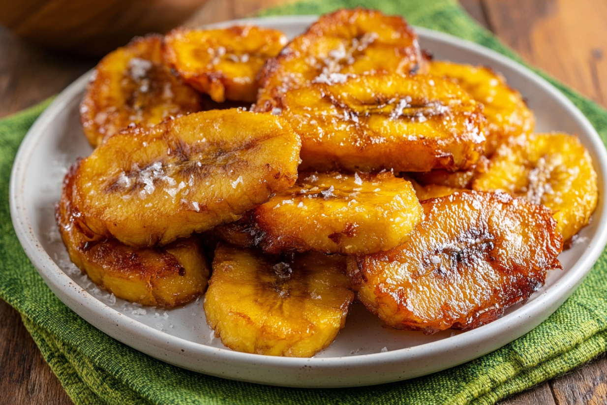 A plate of plantains with sugar on top.