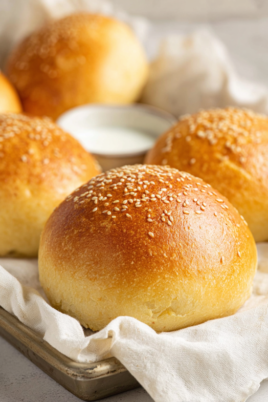 Brioche buns with butter.
